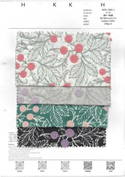 4025-1840-1 Vải Cotton Lawn Thêu Hoa