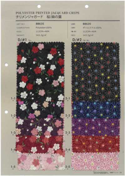 88635 SEVENBERRY® Jacquard Chirimen Hoa Anh đào/lá Gai