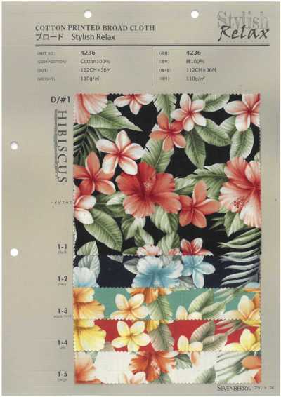 4236 SEVENBERRY® Vải Broadcloth Stylish Relax Hoa Dâm Bụt