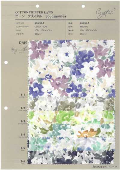 850514 SEVENBERRY® Vải Cotton Lawn 60 Crystal Bougainvillea