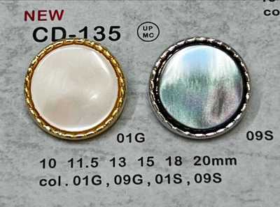 CD-135 Cúc Kim Loại, Chân Sau, Có Viền