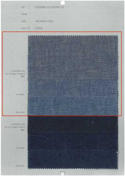 COD2989-03 Vải Chambray Vintage 5oz