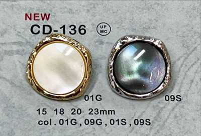CD-136 Cúc Kim Loại Chân Sau, Có Viền