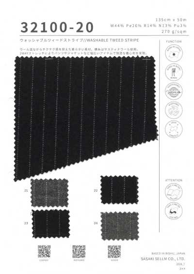 32100-20 Tweed Giặt được Kẻ Sọc