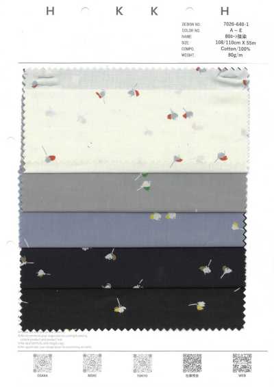 7026-640-1 Vải Cotton Lawn 80, In Tẩy, Hoa Rải