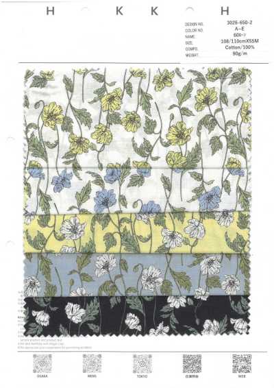 3026-650-2 Vải Cotton Lawn 60 Hoa Chỉ