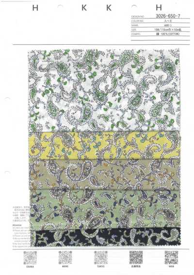 3026-650-7 Vải Cotton Lawn 60 Họa Tiết Paisley