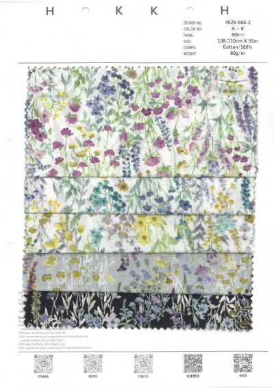 4026-660-2 Vải Cotton Lawn 60 Họa Tiết Hoa Màu Nước