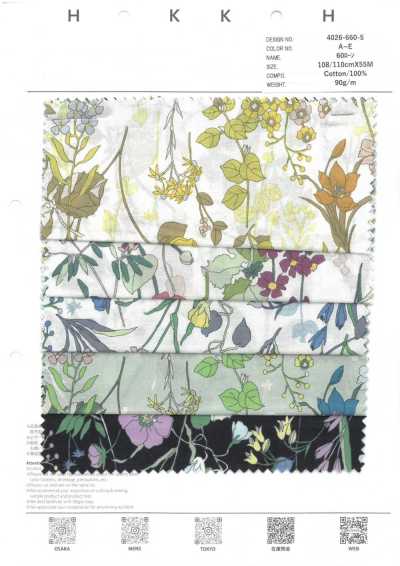 4026-660-5 Vải Cotton Lawn 60 Họa Tiết Hoa Chỉ
