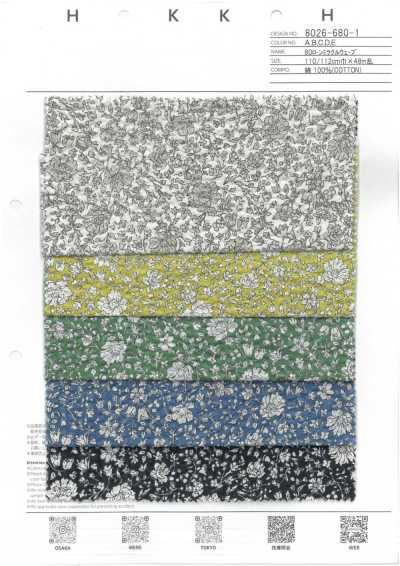 8026-680-1 Vải Cotton Lawn 80 Miracle Wave, Hoa Nhỏ đơn Sắc Kiểu đường Chỉ
