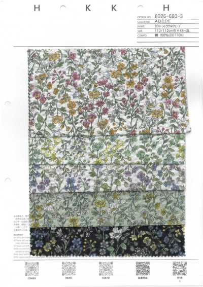 8026-680-3 Vải Cotton Lawn 80 Miracle Wave, Hoa Nhỏ Mũi Chỉ