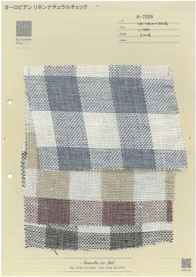 A-7059 Vải Linen Tự Nhiên Kẻ Caro Kiểu Châu Âu