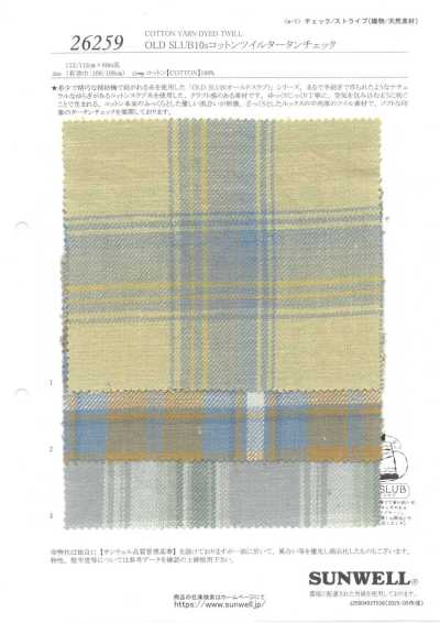 26259 OLD SLUB 10s cotton dệt chéo tartan kẻ caro