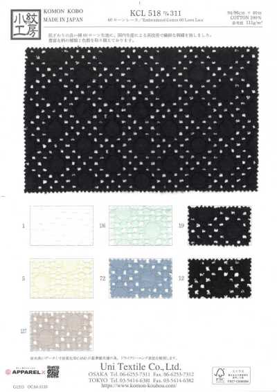 KCL518-D311 60 Vải Cotton Lawn Ren / Đăng Ten