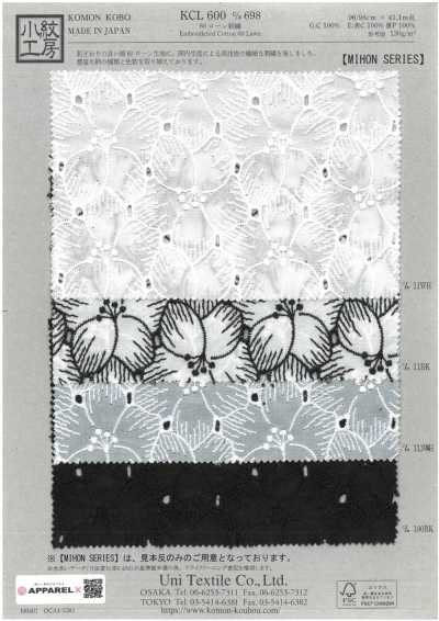 KCL600-D698 Vải Cotton Lawn 60s Thêu