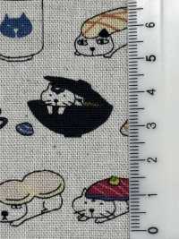 KTS6601 Vải Sợi Gai In Vải Bố Canvas Mèo Sushi Ảnh phụ