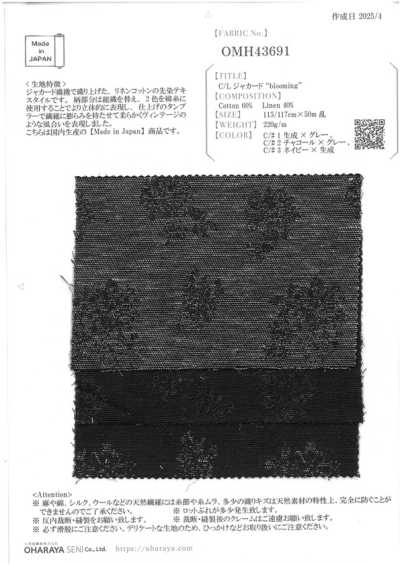 OMH43691 Vải Jacquard Cotton/lanh "blooming"