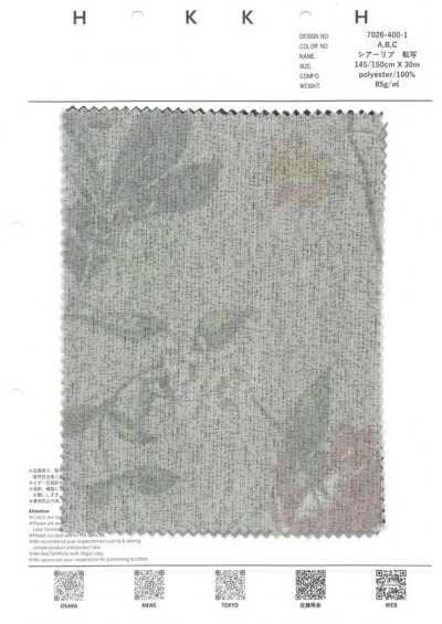 7026-400-1 Vải Rib Sheer In Chuyển Nhiệt Hoa Lớn