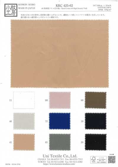 KKC425-62 40 Twill Mật độ Cao Khổ Rộng Nhuộm