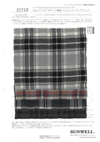 35518 Fuwa.Tencel(TM) Sợi Modal/cotton Shirring Kẻ Caro