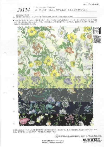 28114 Kodotto Organics® 60s vải cotton lawn họa tiết hoa retro