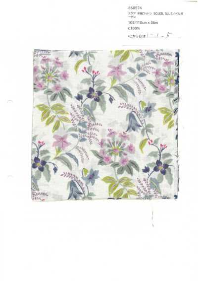 850574 SEVENBERRY® Vải Sca Cotton Chưa Tẩy Trắng SOLEIL BLUE / Bêlugađên