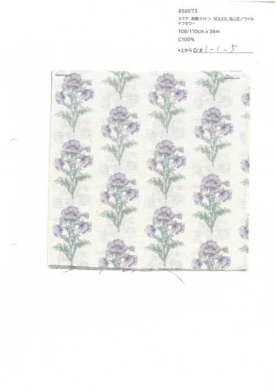 850573 SEVENBERRY®  Vải Skear Cotton Chưa Tẩy Trắng SOLEIL BLUE / Hoa Dại