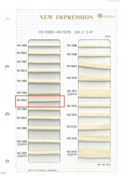 HC-1003-2 Dây Tròn Cotton 8 Sợi S