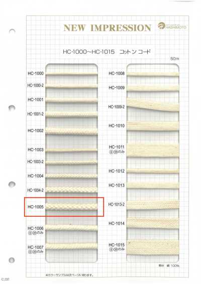 HC-1005 Tròn Cotton 8 Sợi L