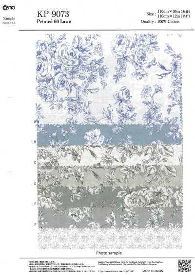 KP9073-DR Vải Cotton Lawn In Họa Tiết Hoa Kiểu Vẽ Tay (Gấp đôi)