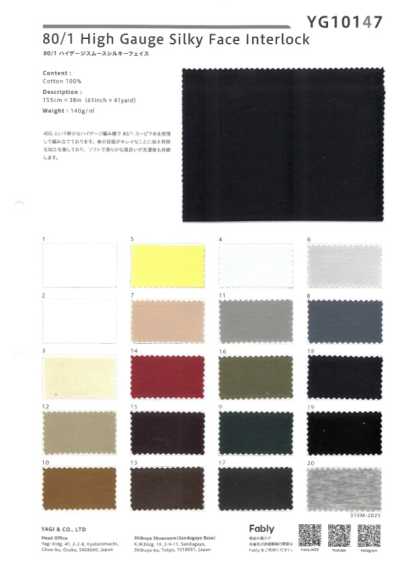 YG10147 80/1 Vải Dệt Kim Tròn Interlock Dệt Mịn, Bề Mặt Mịn Bóng Lụa