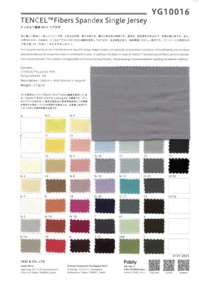 YG10016 Tencel Sợi 40/1 Vải Cotton Tenjiku Co Giãn