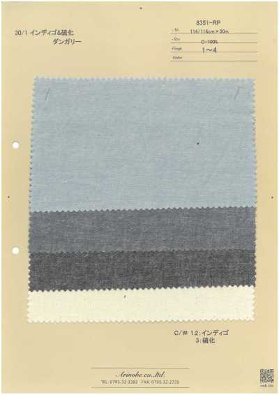8351-RP Vải Thô Dungaree 30/1 Nhuộm Indigo & Sulfur