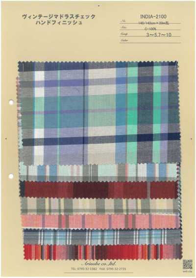 INDIA-2100 Kẻ Caro Madras Vintage Hoàn Thiện Thủ Công