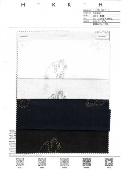 1026-648-1 Vải Cotton Lawn 60 Thêu Mèo