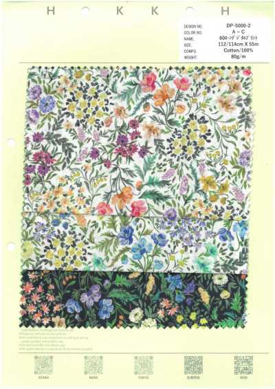 DP-5000-2 Vải Cotton Lawn 60s In Hoa Kỹ Thuật Số, Hoa Nhỏ