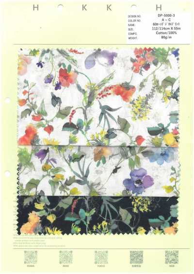 DP-5000-3 60 Vải Cotton Lawn In Kỹ Thuật Số Hoa Màu Nước