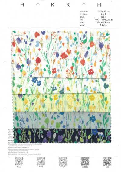 3026-670-2 Vải Cotton Lawn 60 Hoa Nhí