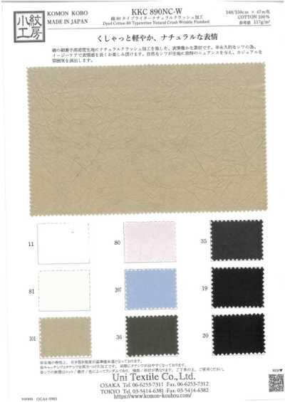 KKC890NC-W Vải Cotton 80 Typewritter Tự Nhiên Xử Lý Nhăn