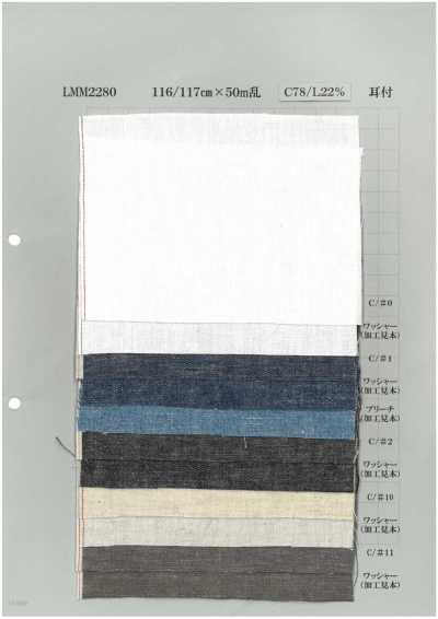 LMM2280 Vải Bò Selvedge Cotton Linen Màu Nhẹ 5oz
