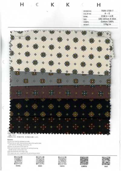 7026-1720-7 21W Corduroy Họa Tiết Nhỏ