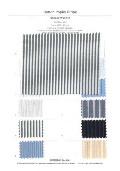 5SG032 Vải Cotton Poplin Kẻ Sọc