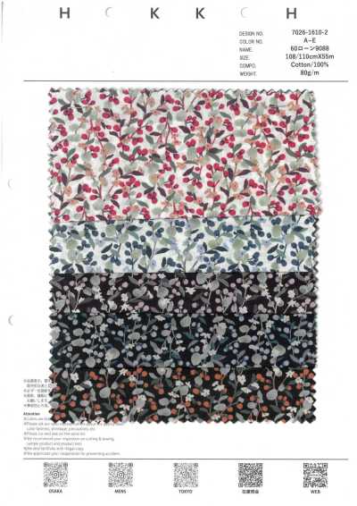 7026-1610-2 Vải Cotton Lawn 60 9088 Họa Tiết Trái Cây