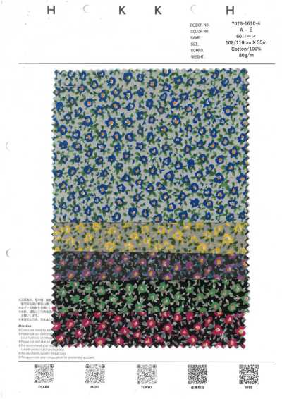7026-1610-4 Vải Cotton Lawn 60 9088 Hoa Nhỏ Tròn