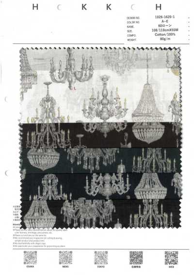 1026-1620-1 60 Vải Cotton Lawn Chandelier
