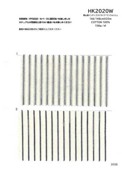 HK2020W Hàng Sản Xuất Tại Okayama, Indigo, Nhuộm Sợi, Hickory đã Wash 1 Lần