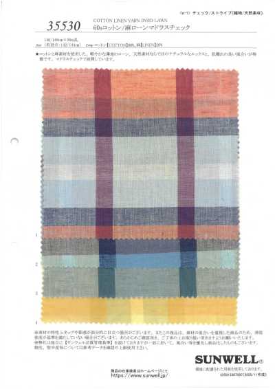 35530 Vải bông 60s / sợi gai vải cotton lawn kẻ caro Madras