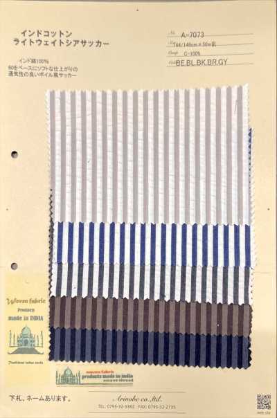 A-7073 Cotton Ấn Độ Seersucker Kẻ Sọc