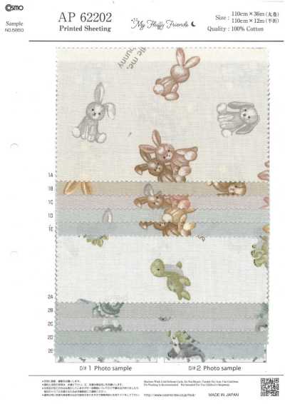 AP62202 My Fluffy Friends Animal Vải Mộc (Cuộn Tròn)
