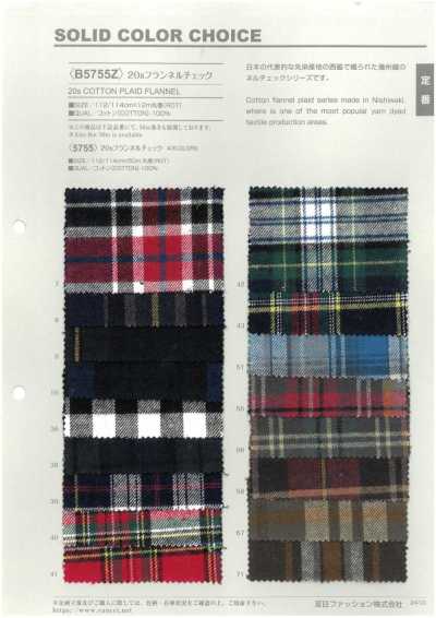 B5755Z 20s vải dạ flannel kẻ caro nửa gấp